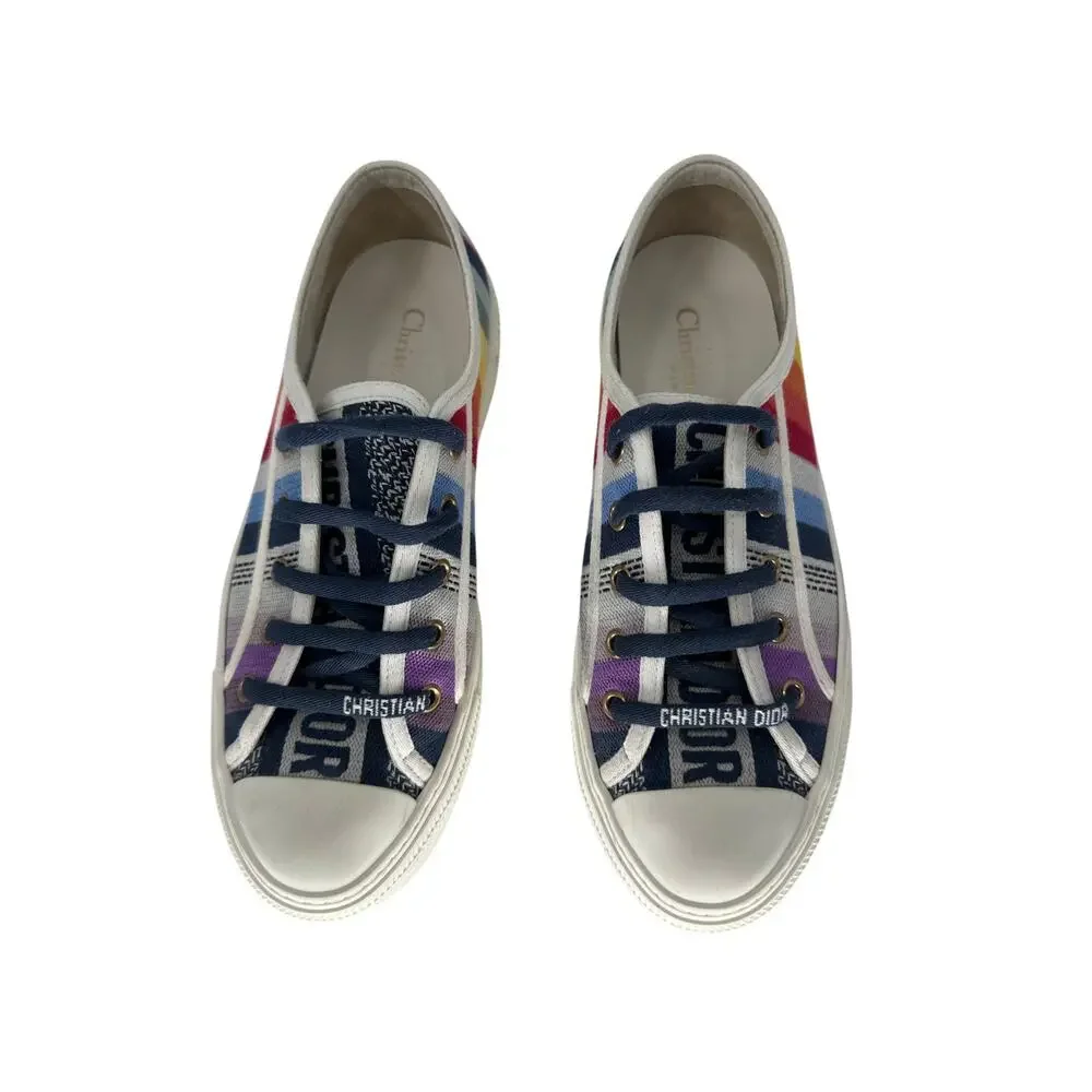 Christian Dior Walk'n'Dior Multicolor Striped Canvas Low Top Sneakers Women 37.5
